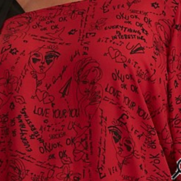 Torrid Verbiage Print Bow One Shoulder Blouse New - Picture 7 of 12